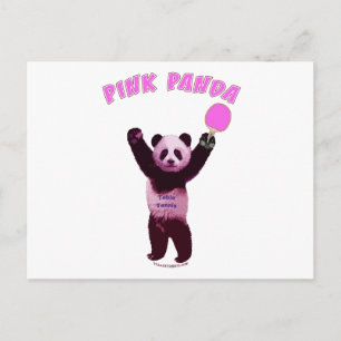 Pink Panda Ping Pong Postcard