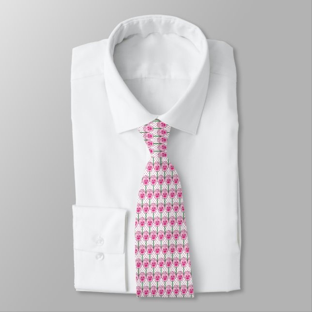 Pink pansies - retro wallpaper pattern tie (Tied)