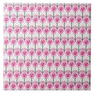 Pink pansies - retro wallpaper pattern tile