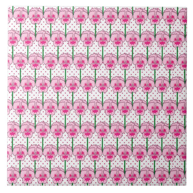 Pink pansies - retro wallpaper pattern tile (Front)