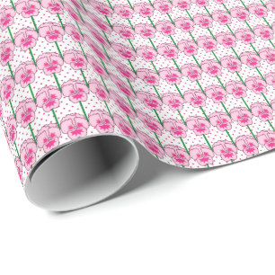 Pink pansies - retro wallpaper pattern wrapping paper