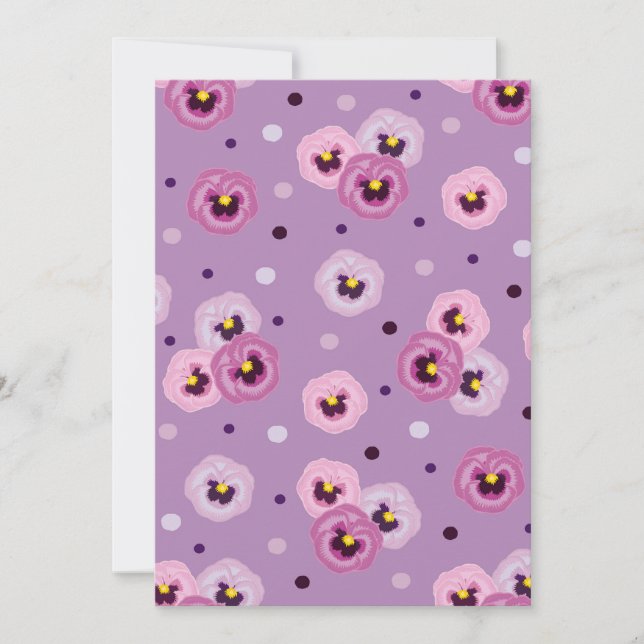Pink pansies, seamless pattern invitation (Front)