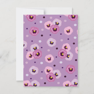 Pink pansies, seamless pattern postcard