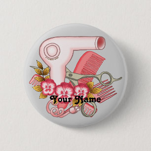Pink Pansy Beautician  6 Cm Round Badge