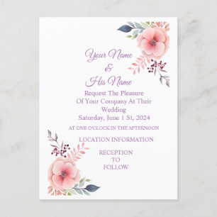 Pink Pansy Flowers Thunder_Cove Invitation Postcard