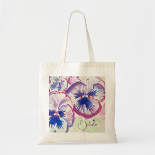 Pink Pansy Watercolor Painting Floral Art Girls Tote Bag