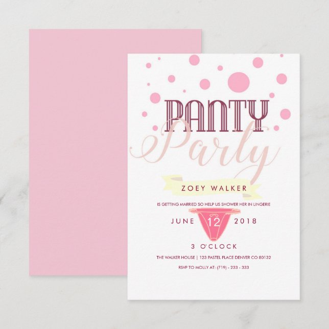 Pink Panty Party Invitation (Front/Back)