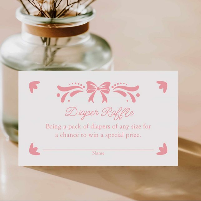 Pink Papel Picado Diaper Raffle Ticket  Enclosure Card (Pink Mexican Floral Diaper Raffle Ticket)