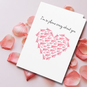 Pink Paper Aeroplane Heart Romantic Valentine’s Da Card