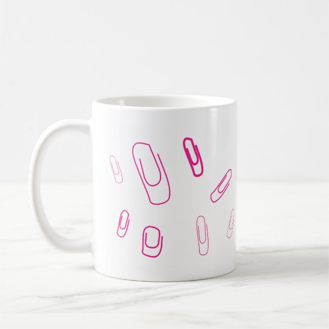 pink paper clip retro design  coffee mug (Left)