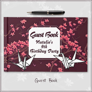 Pink Paper Crane Origami Cherry Blossom Guest Book
