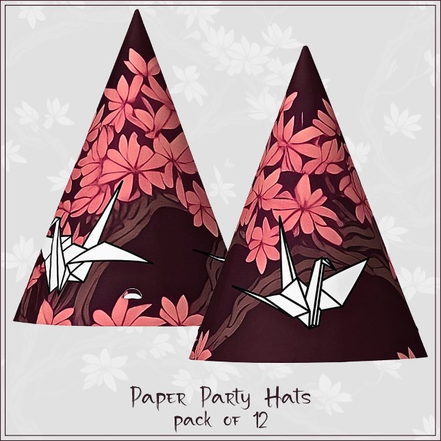 Pink Paper Crane Origami Cherry Blossom Party Hat (Creator Uploaded)