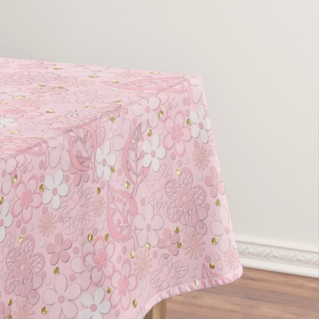 Pink paper flowers tablecloth (In Situ)