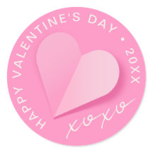 Pink Paper Heart XOXO Happy Valentine's Day Love