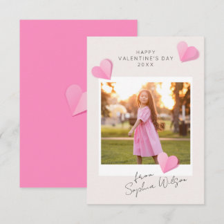 Pink Paper Hearts Photo Love Happy Valentine's Day Card
