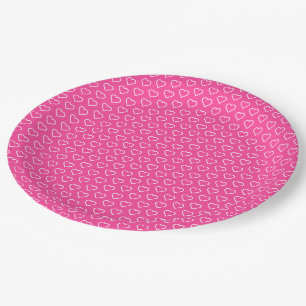 Pink Paper Plates with Hearts - Choose Colours