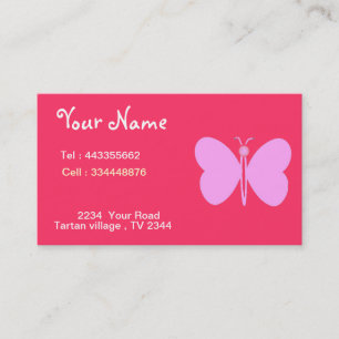 pink papillon business card