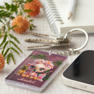 Pink Paradise, a sweet flamingo Key Ring