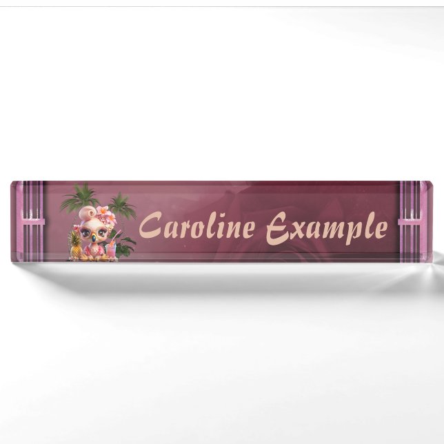 Pink Paradise, a sweet flamingo Nameplate (Front)