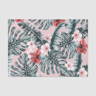 Pink Paradise Tropical Island Floral Botanical Tissue Paper