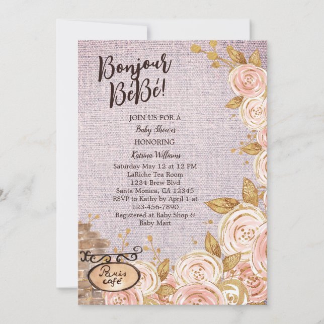 Pink Paris Cafe Baby Shower Invitation (Front)