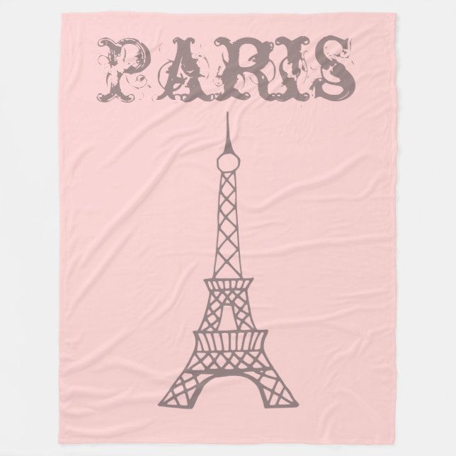 Pink Paris Eiffel Tower Blanket Gift (Front)