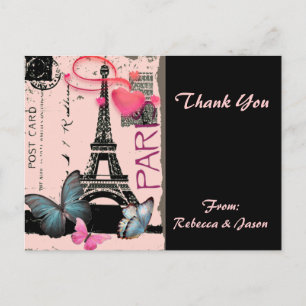 pink paris eiffel tower destination wedding postcard