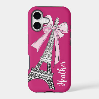 Pink Paris Eiffel Tower Personalised iPhone Case
