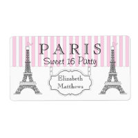 Pink Paris Eiffel Tower Sweet 16 Name