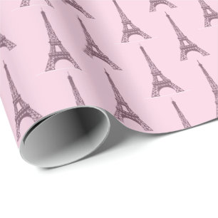 Pink Paris Gift Wrap Wrapping Paper France
