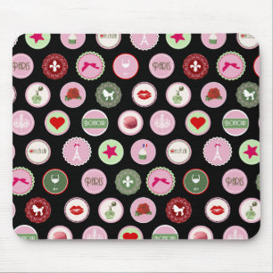 Pink Paris love girly pattern Mouse Mat