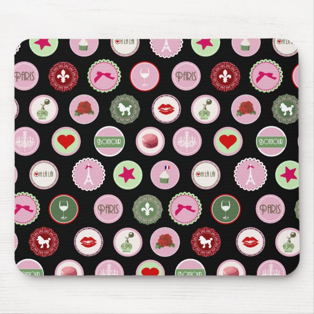 Pink Paris love girly pattern Mouse Mat (Front)