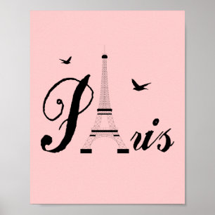 Pink Paris Modern Art Poster Print