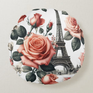 pink paris round cushion