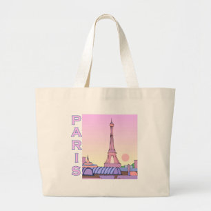 Pink Paris Sunset Products Large Tote Bag