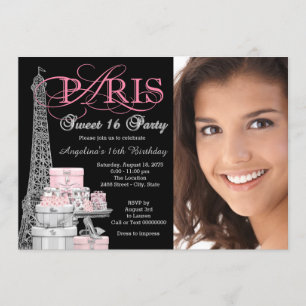 Pink Paris Sweet 16 Birthday Party Invitation