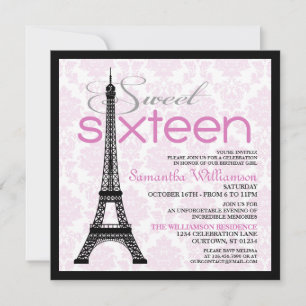 Pink Paris Sweet 16 Invitations