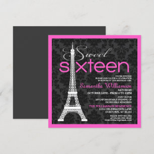 Pink Paris Sweet 16 Invitations