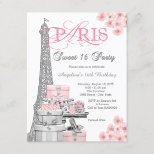 Pink Paris Sweet 16 Party Invitation