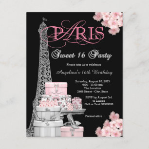 Pink Paris Sweet 16 Party Invitation