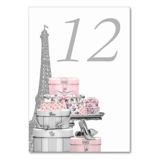 Pink Paris Table Number (Front)