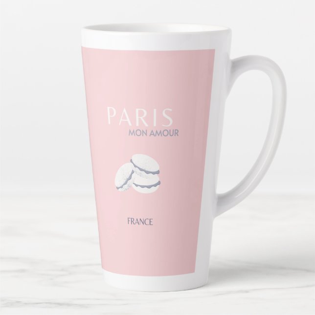 Pink Paris Travel Art Pastel Preppy Macarons  Latte Mug (Right)