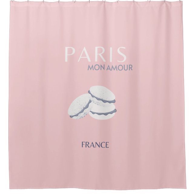 Pink Paris Travel Art Pastel Preppy Macarons  Shower Curtain (Front)