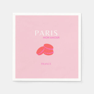 Pink Paris Travel Art Preppy Macarons  Napkin