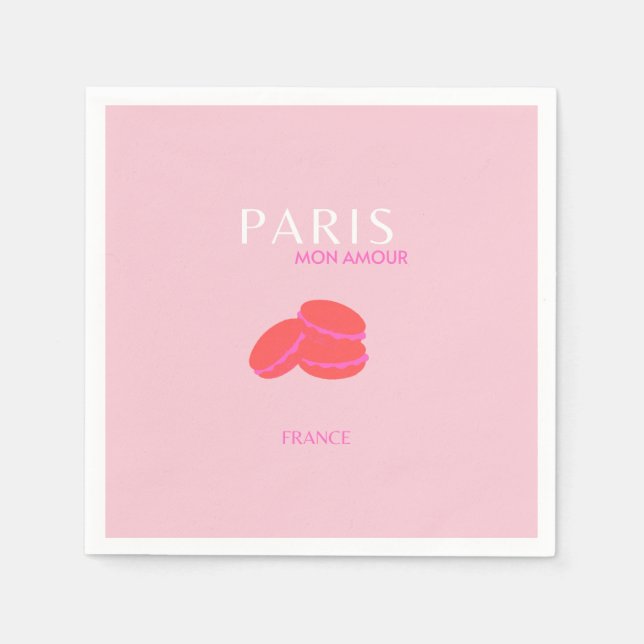 Pink Paris Travel Art Preppy Macarons  Napkin (Front)