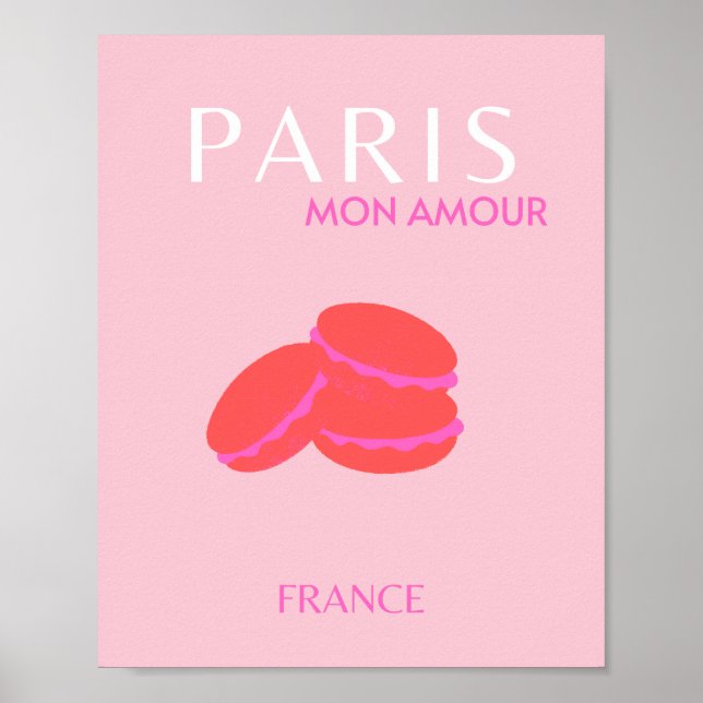 Pink Paris Travel Art Preppy Macarons  Poster (Front)