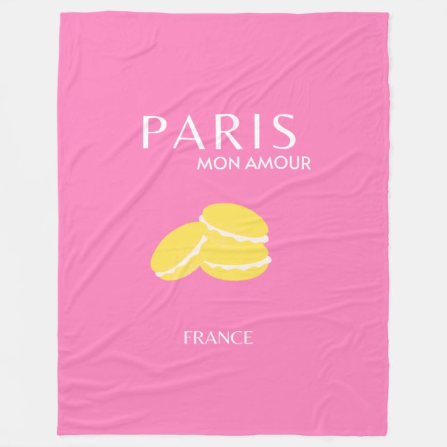 Pink Paris Travel Art Retro Art Preppy Art Decor  Fleece Blanket (Front)
