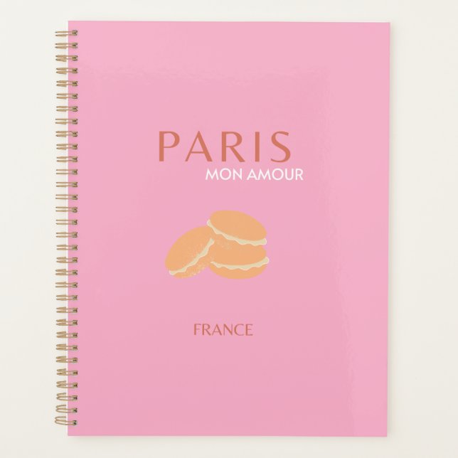 Pink Paris Travel Art Retro Art Preppy Art Decor  Planner (Front)