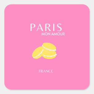 Pink Paris Travel Art Retro Art Preppy Art Decor  Square Sticker