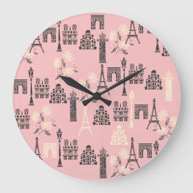 Pink Paris Wall Clock (Front)